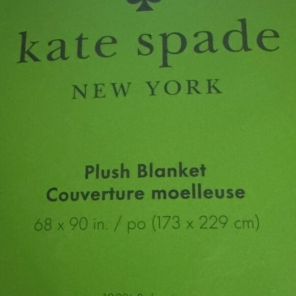 NWT Kate Spade Twin Purple Plush Blanket with Gray and White Hearts 68" X 90" - Picture 4 of 5